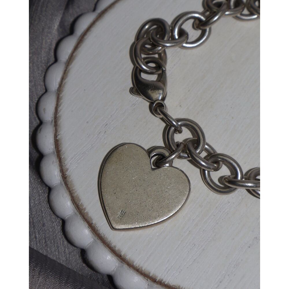 Retired James Avery 925 Cable Chain With Heart Charm Bracelet 37.5G / 7.5in - Picture 3 of 5
